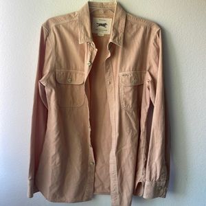 Obey shirt women’s button up size medium light peach color